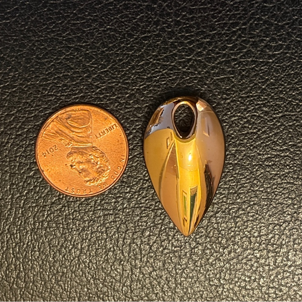 Gold Elongated Heart Pendant, Solid